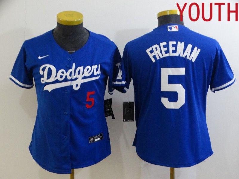 Youth Los Angeles Dodgers 5 Freddie Freeman Blue Nike 2022 MLB Jersey
